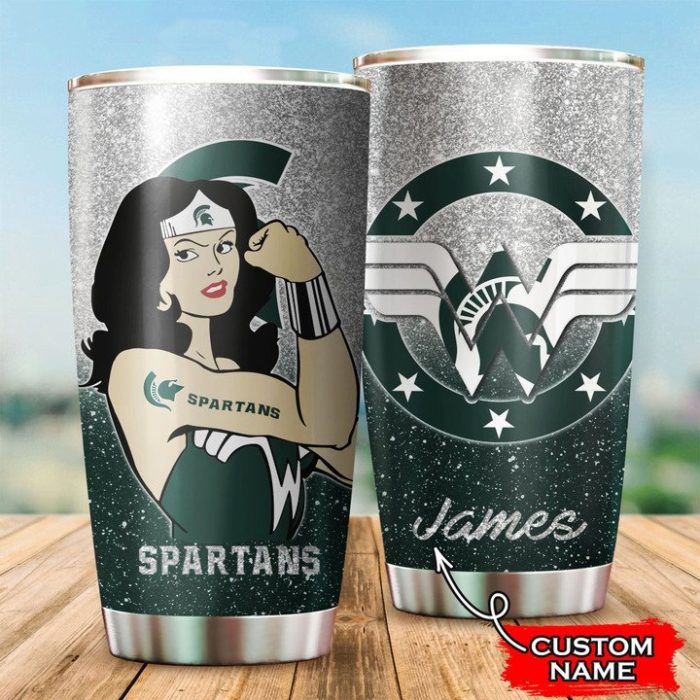 Michigan State Spartans Wonder Woman Custom Name Tumbler TB1470