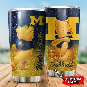 Michigan Wolverines Pooh Custom Name Tumbler TB0943