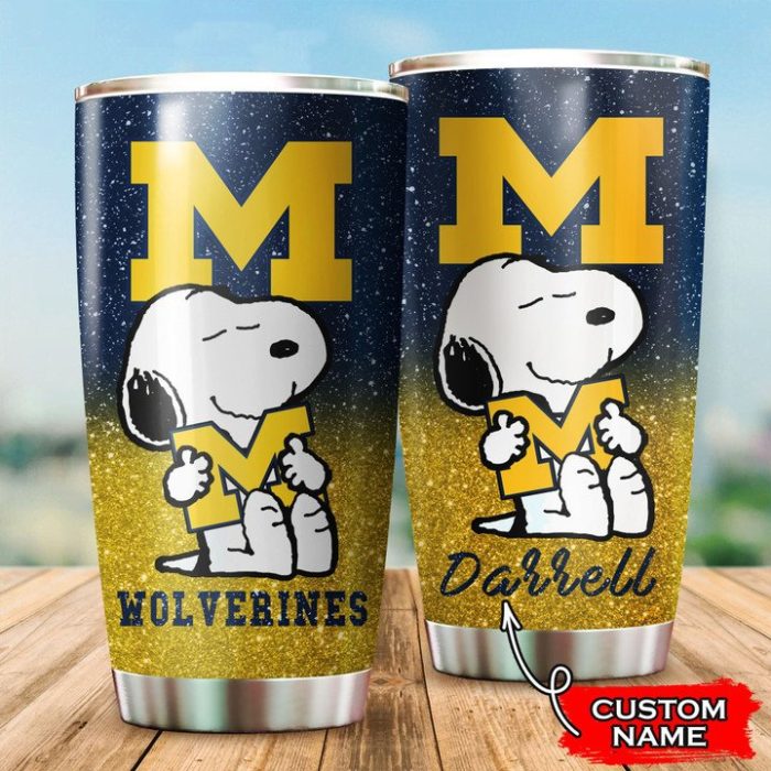 Michigan Wolverines Snoopy Custom Name Tumbler TB1255