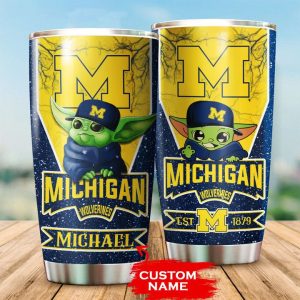 Michigan Wolverines Tumbler Baby Yoda NCAA Custom Name TB1045