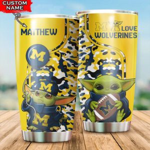 Michigan Wolverines Tumbler Baby Yoda NCAA Custom Name TB1133