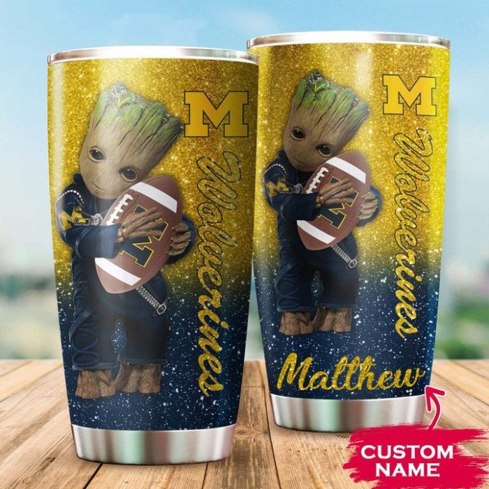 Michigan Wolverines Tumbler Custom Groot NCAA TB1242