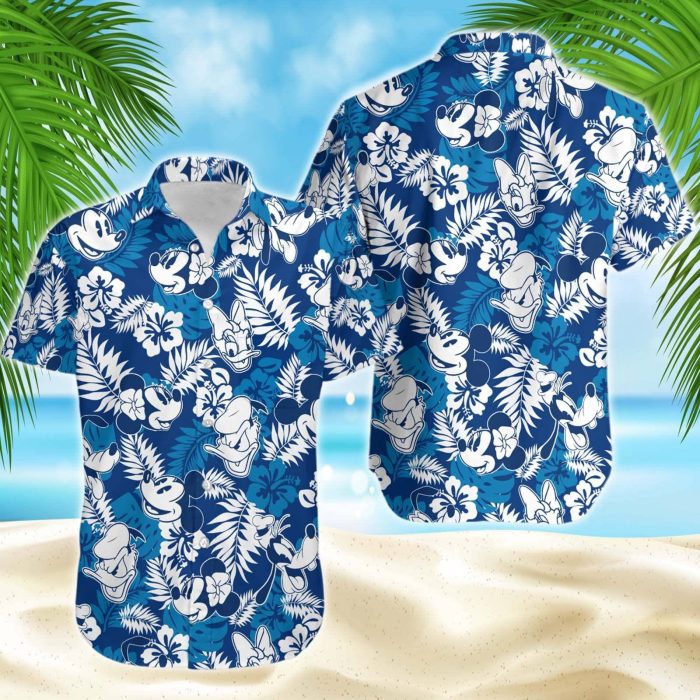 Mickey Custom Tropical Blue Hawaiian Shirt - Hawaiian Shirt Women - Hawaiian Shirt Custom - Hawaiian Shirt Blue