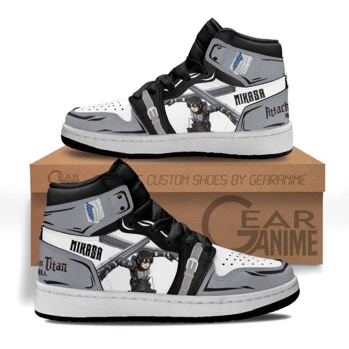 Mikasa Ackerman Kids Sneakers Custom Anime Attack On Titan Final Kids Jordan 1 Shoes
