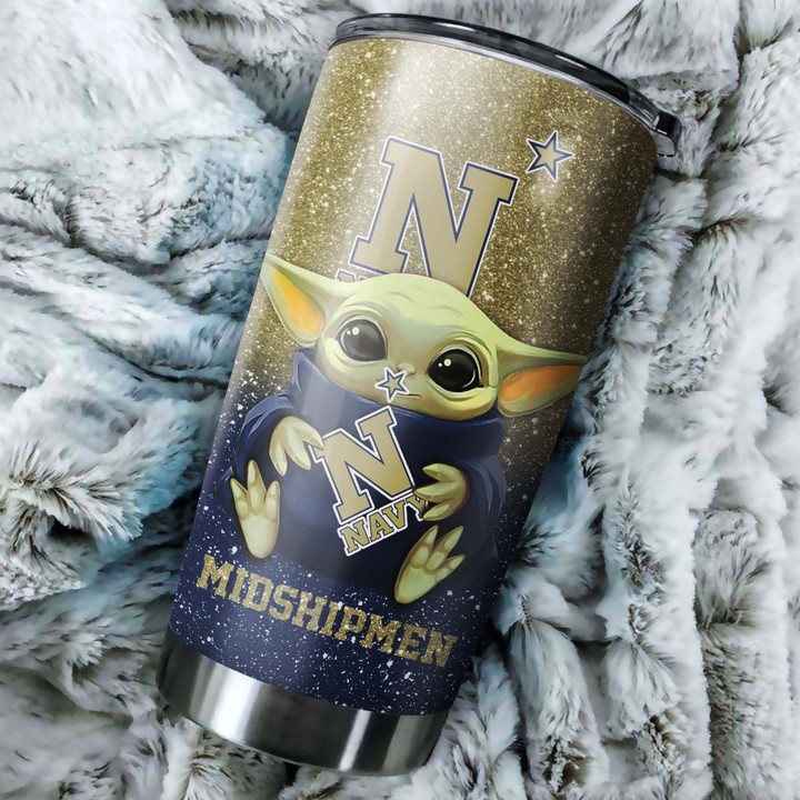 Navy-Midshipmen-Baby-Yoda-Custom-Name-Tumbler-TB0409-1