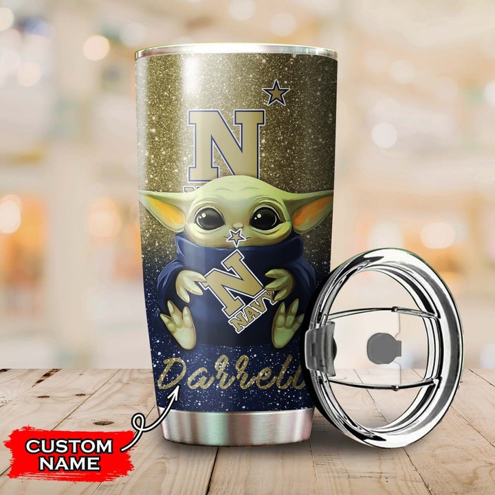 Navy-Midshipmen-Baby-Yoda-Custom-Name-Tumbler-TB0409-2