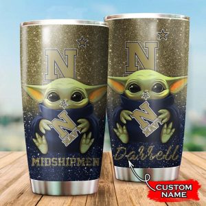 Navy Midshipmen Baby Yoda Custom Name Tumbler TB0409