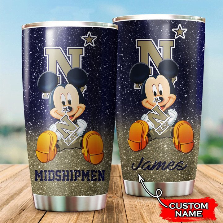 Navy-Midshipmen-Mickey-Custom-Name-Tumbler-TB0753 Navy Midshipmen Mickey Custom Name Tumbler TB0753