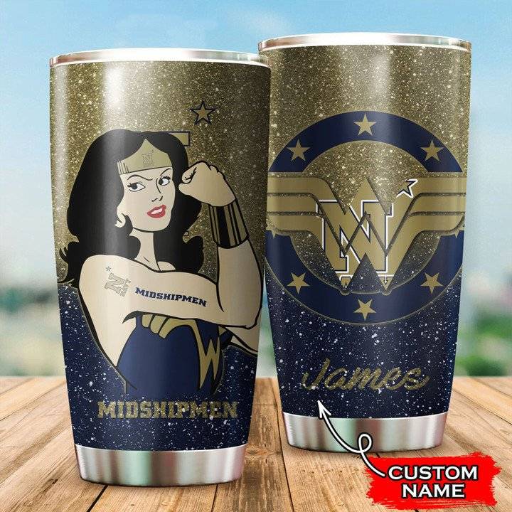 Navy-Midshipmen-Wonder-Woman-Custom-Name-Tumbler-TB1763 Navy Midshipmen Wonder Woman Custom Name Tumbler TB1763