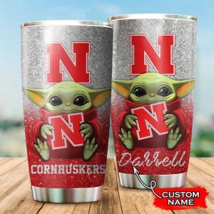 Nebraska Cornhuskers Baby Yoda Custom Name Tumbler TB1892