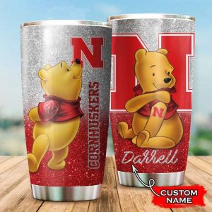 Nebraska Cornhuskers Pooh Custom Name Tumbler TB0014