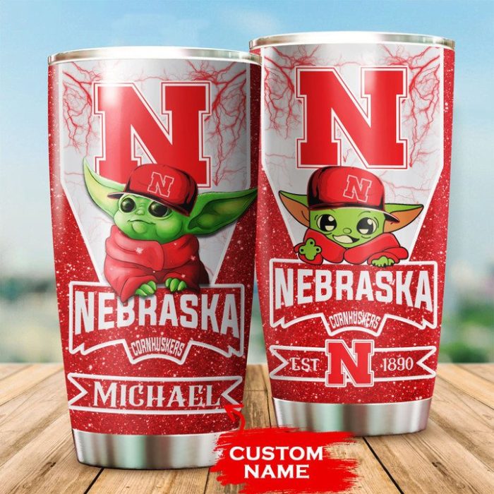 Nebraska Cornhuskers Tumbler Baby Yoda NCAA Custom Name TB0174