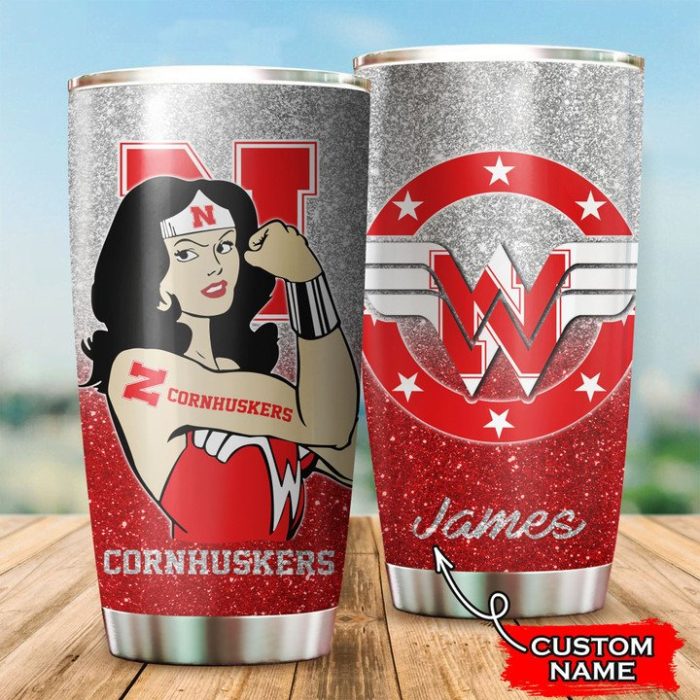 Nebraska Cornhuskers Wonder Woman Custom Name Tumbler TB1681