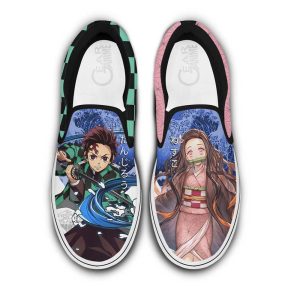 Nezuko and Tanjiro Slip On Shoes Custom Anime Demon Slayer Shoes