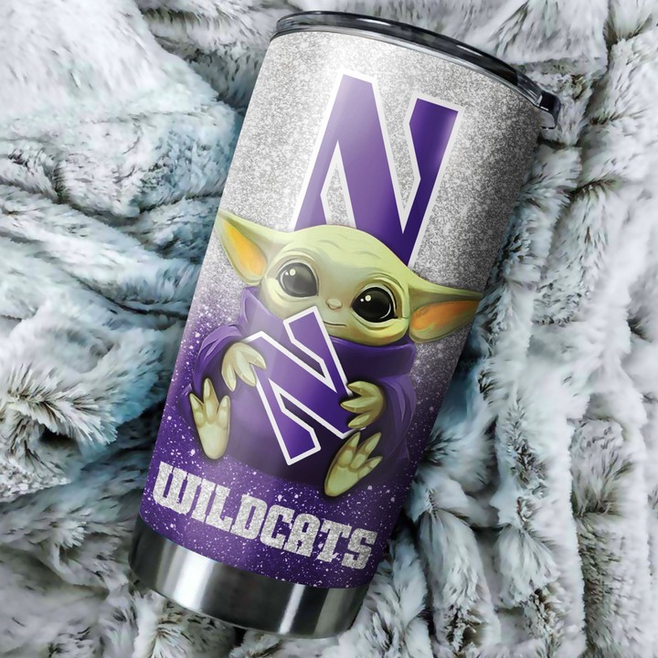 Northwestern-Wildcats-Baby-Yoda-Custom-Name-Tumbler-TB0686-1