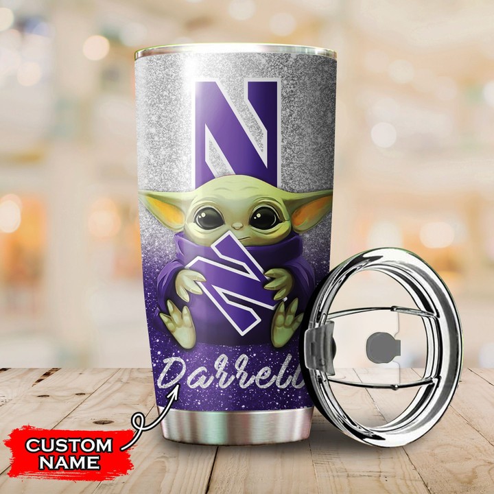 Northwestern-Wildcats-Baby-Yoda-Custom-Name-Tumbler-TB0686-2