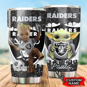 Oakland Raiders Grogu Groot Custom Name Tumbler TB2435
