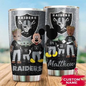 Oakland Raiders Grogu Mickey Groot Custom Name Tumbler TB1829
