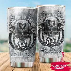 Oakland Raiders Metallica Custom Name Tumbler TB1397