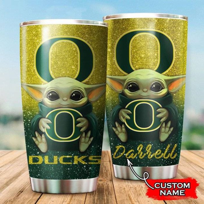 Oregon Ducks Baby Yoda Custom Name Tumbler TB0460