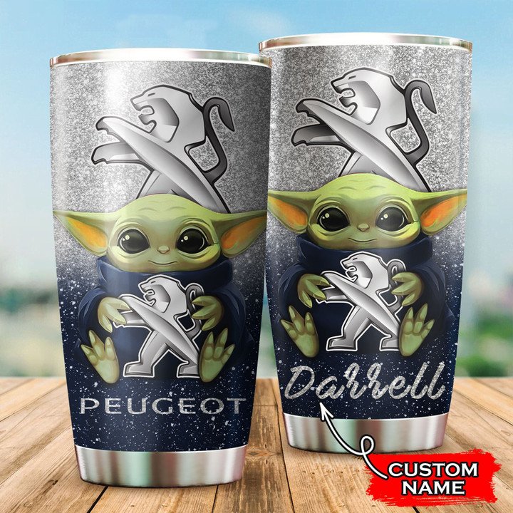 Peugeot-Baby-Yoda-Custom-Name-Tumbler-TB0901 Peugeot Baby Yoda Custom Name Tumbler TB0901