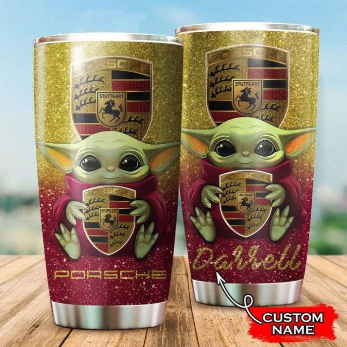 Porsche Baby Yoda Custom Name Tumbler TB0833