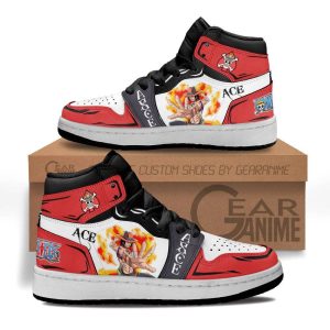 Portgas D Ace Kids Sneakers Custom Anime One Piece Kids Jordan 1 Shoes