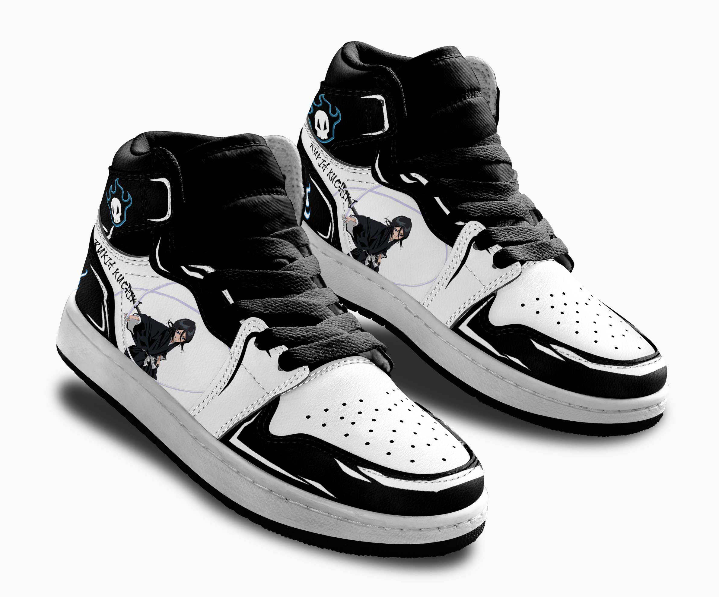 Rukia-Kuchiki-Kids-Sneakers-Custom-Anime-Bleach-Kids-Jordan-1-Shoes-2