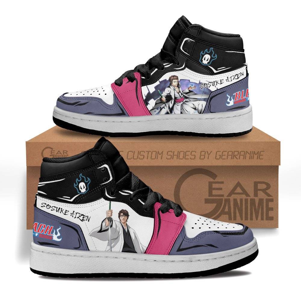 Sosuke-Aizen-Kids-Sneakers-Custom-Anime-Bleach-Kids-Jordan-1-Shoes Sosuke Aizen Kids Sneakers Custom Anime Bleach Kids Jordan 1 Shoes