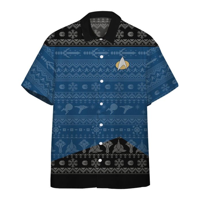 Star Trek The Next Generation 1987 Blue Ugly Christmas Hawaiian Shirt - Hawaiian Shirts For Men Women - Custom Hawaiian Shirts