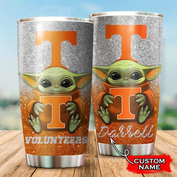 Tennessee Volunteers Baby Yoda Custom Name Tumbler TB1053