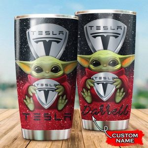 Tesla Baby Yoda Custom Name Tumbler TB0049