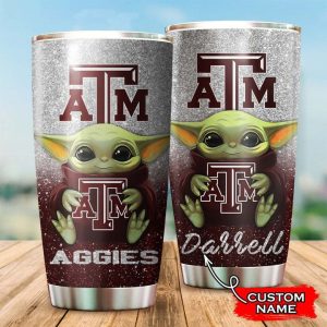 Texas A&M Aggies Baby Yoda Custom Name Tumbler TB0032