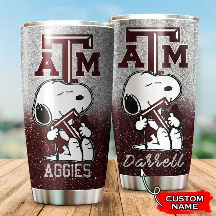 Texas A&M Aggies Snoopy Custom Name Tumbler TB1559