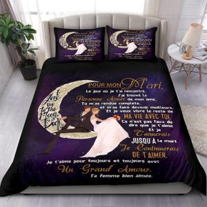 To My Husband To The Moon Bedding  Duvet Cover And Pillowcase Set