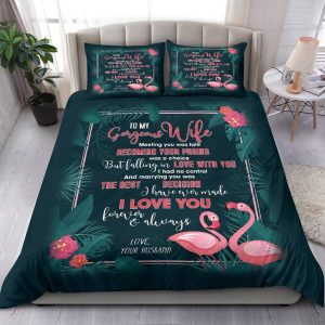 To My Wife Flamingo Bedding  Duvet Cover And Pillowcase Set