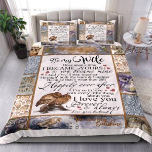 To My Wife Owl Bedding  Duvet Cover And Pillowcase Set