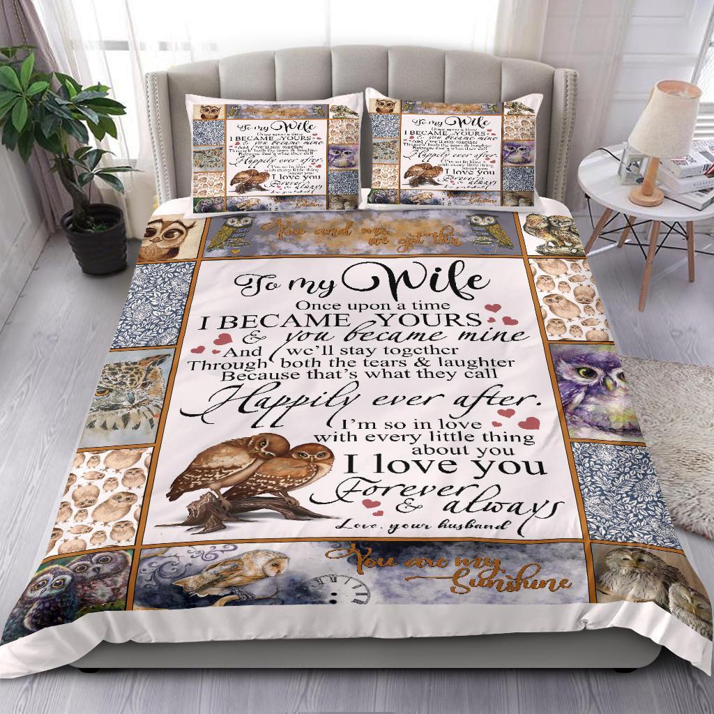 To-My-Wife-Owl-Bedding-Duvet-Cover-And-Pillowcase-Set To My Wife Owl Bedding  Duvet Cover And Pillowcase Set