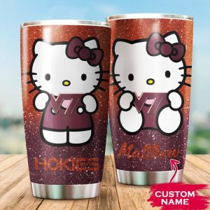 Virginia Tech Hokies Hello Kitty Custom Name Tumbler TB1016