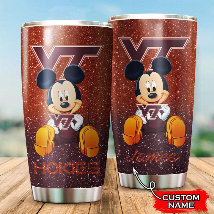 Virginia-Tech-Hokies-Mickey-Custom-Name-Tumbler-TB0198 Virginia Tech Hokies Mickey Custom Name Tumbler TB0198