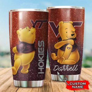 Virginia Tech Hokies Pooh Custom Name Tumbler TB0619