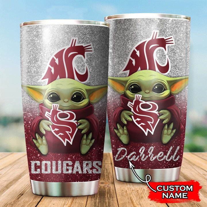 Washington-State-Cougars-Football-Baby-Yoda-Custom-Name-Tumbler-TB0136 Washington State Cougars Football Baby Yoda Custom Name Tumbler TB0136