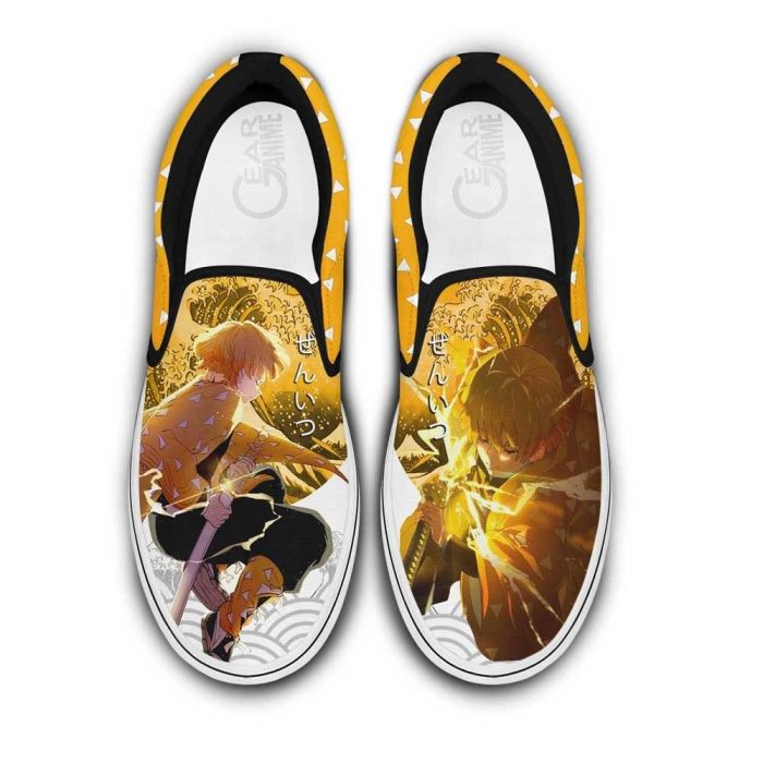 Zenitsu Thunder Slip On Shoes Custom Demon Slayer Anime Shoes