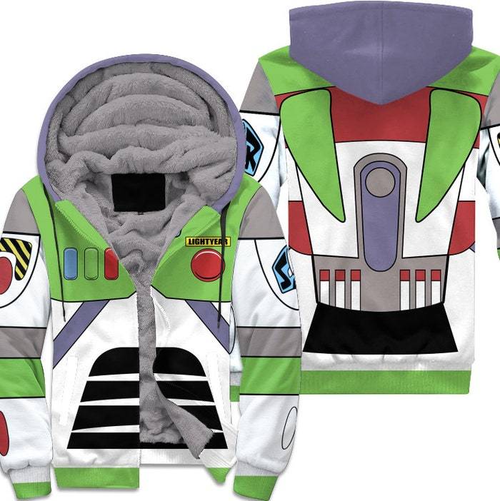 Buzz-Lightyear-Toy-Story-Costume-Green-White-Disney-Fleece-Pullover-Zipped-Up-Unisex-Hoodie Buzz Lightyear Toy Story Costume Green White Disney Fleece Pullover Zipped Up Unisex Hoodie