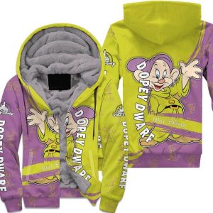 Dopey Dwarf Green Purple Pattern Stripes Disney Fleece Pullover Zipped Up Unisex Hoodie