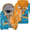 Goofy Dog Blue Orange Pattern Stripes Disney Fleece Pullover Zipped Up Unisex Hoodie