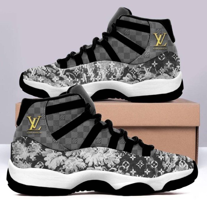 Grey Louis Vuitton Air Jordan 11 Custom Sneakers Shoes JD110190