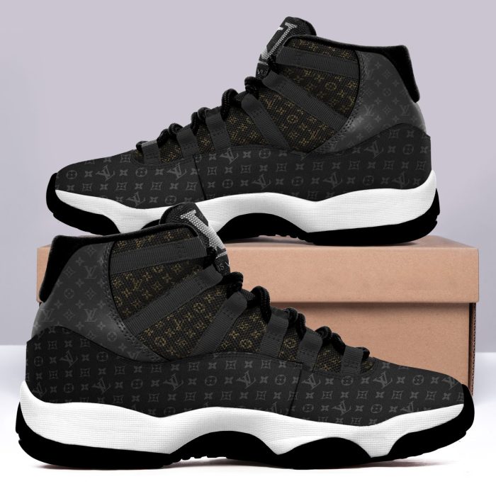 Louis Vuitton Air Jordan 11 Custom Sneakers Shoes Black Monogram LV JD110186