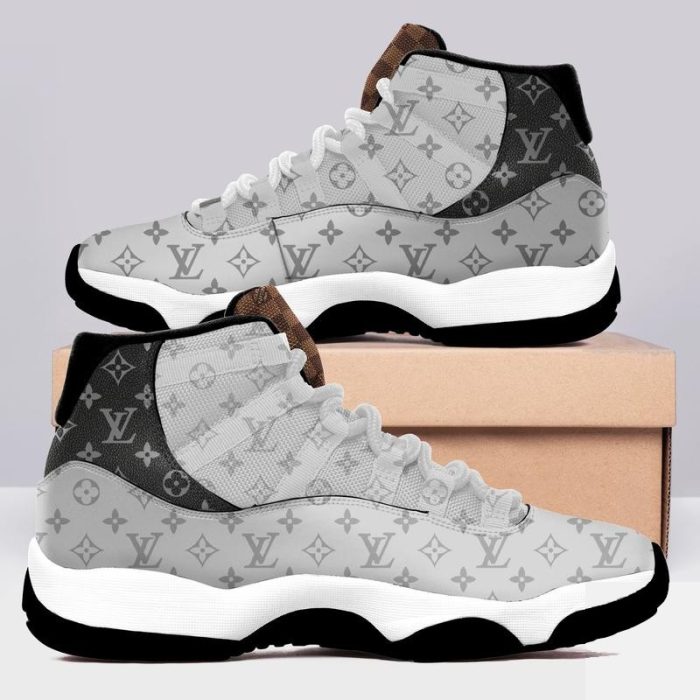 Louis Vuitton Grey Monogram Air Jordan 11 Custom Sneakers Shoes JD110181