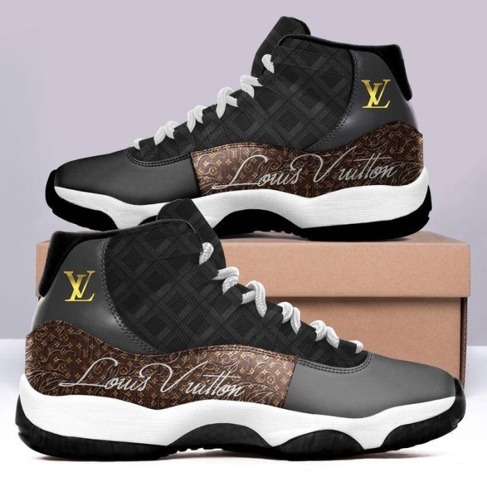 Louis Vuitton LV Black Brown Air Jordan 11 Custom Sneakers Shoes JD110160